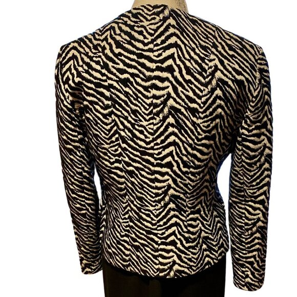 Louben Moto Zebra Print Wool Blend Womens Jacket Size 10  Asymmetric Zipper - Picture 13 of 16